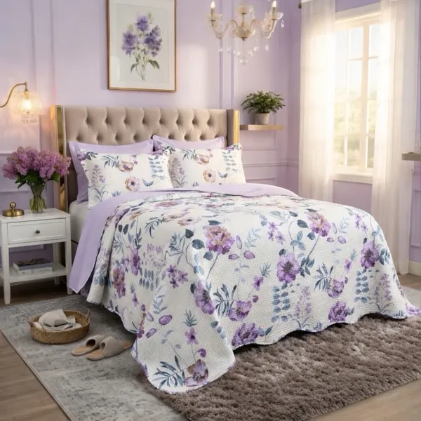 kit Colcha Cobre Leito King 3 Peças Dupla Face Estampada Florida Matelado Cama Box