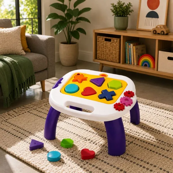 Mesa Didática Infantil Educativa Com Encaixe Formas Coordenação Motora +11 Meses Cores Vibrantes