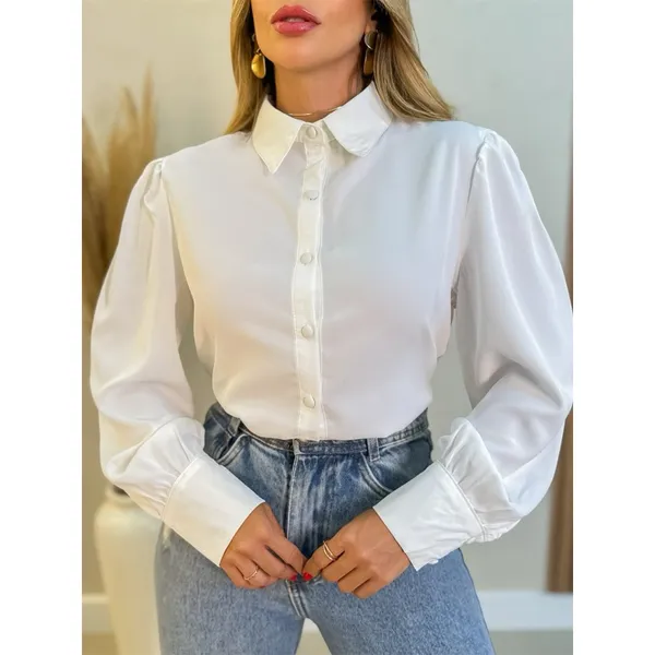 Camisa Social Feminina Manga Longa Branca