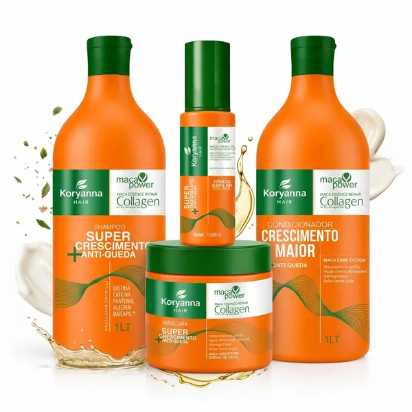 Kit Completo crescimento Anti Queda Máscara Capilar  + Condicionador 1L + Shampoo 1L + Tônico Crescimento Profissional