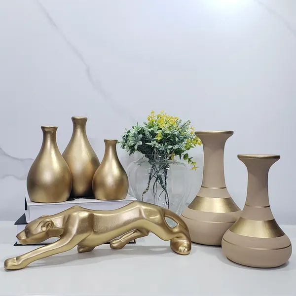 Conjunto 6 Peças Vasos de Cerâmica para Sala e Mesa