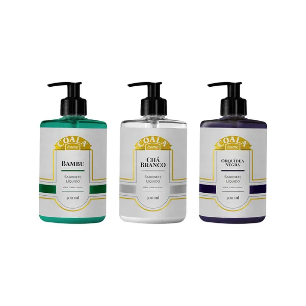 Kit 3 Sabonetes ​Coala Home + Bambu + Chá Branco+ Orquídea Negra