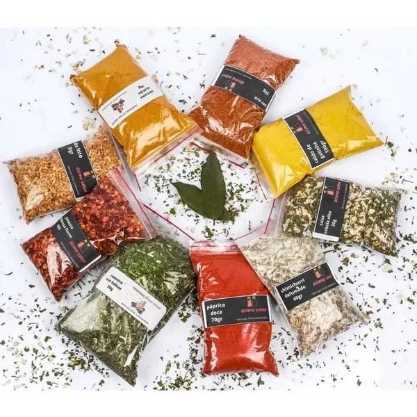 Kit com  20 Temperos e Condimentos Naturais 50g Cada