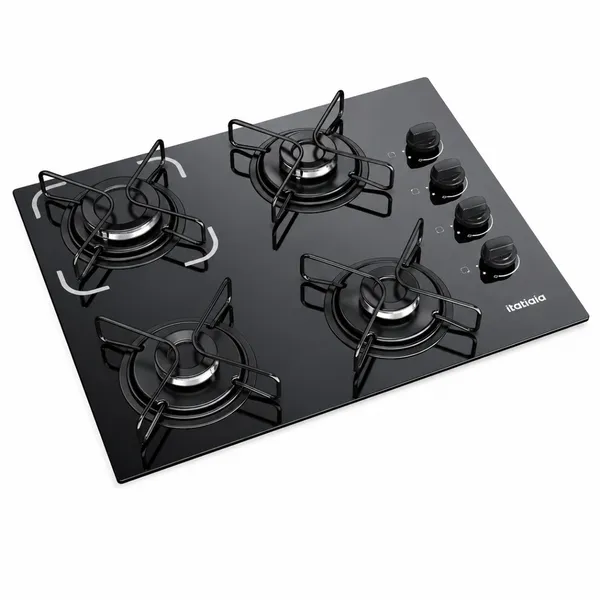 Cooktop Essencial 4 Bocas Mesa Vidro Preto Bivolt Itatiaia