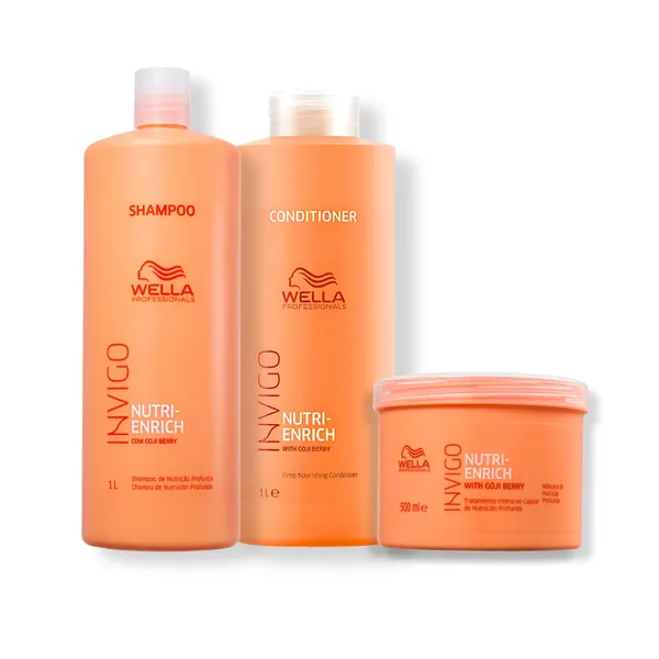 Kit Wella Enrich Shampoo 1L + Condicionador 1L + Máscara  500g