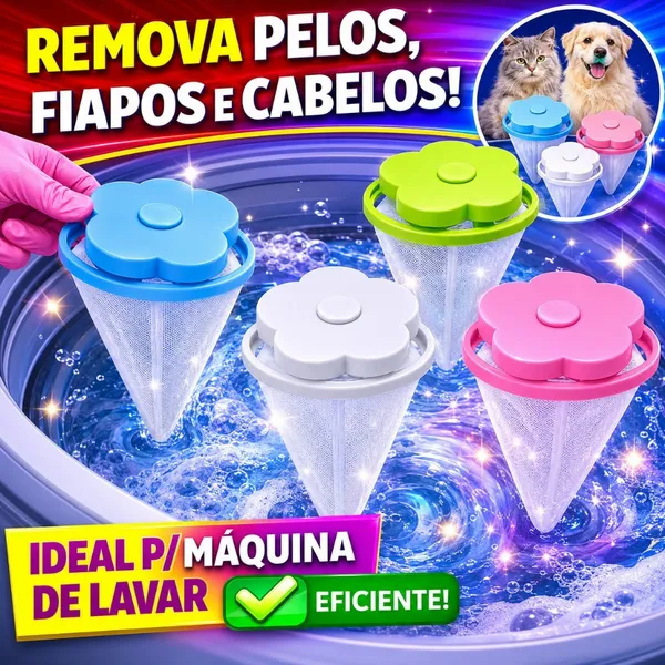 Filtro Removedor de Pelos Fiapos e Cabelos para Máquina de Lavar Reutilizável coletor