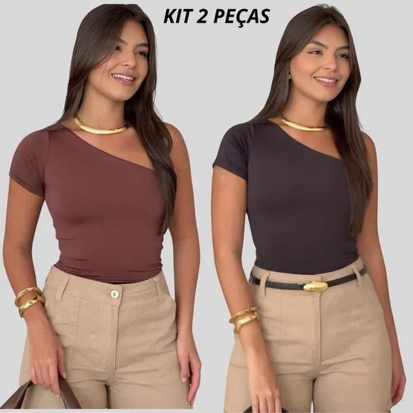 Kit 2 Blusa Feminina Mula Manca Suplex com Forro – Moda Blogueira Básica e Confortável