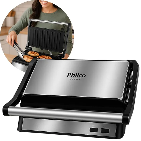 Grill E Sanduicheira PGR21PI Maxx Clean Potente 1000W Cinza Philco 127V