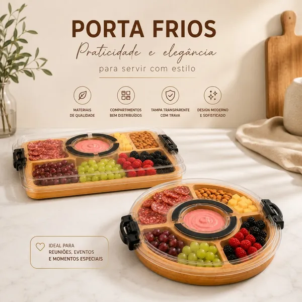 Petisqueira Bambu C/Tampa Porta Frios mesa posta acrílico aperitivos queijos bandeja café cama manhã dia dos namorados