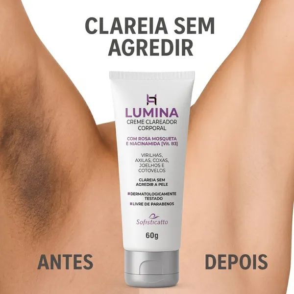 Creme Clareador Corporal Lumina Axila Virilha Manchas Escuras com Niacinamida e Rosa Mosqueta p