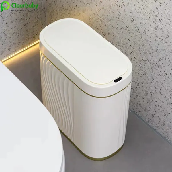 Lixeira Inteligente De Banheiro Estreito Cestos De Cozinha Com  Sensor Automático Cesto，Saco De Lixo