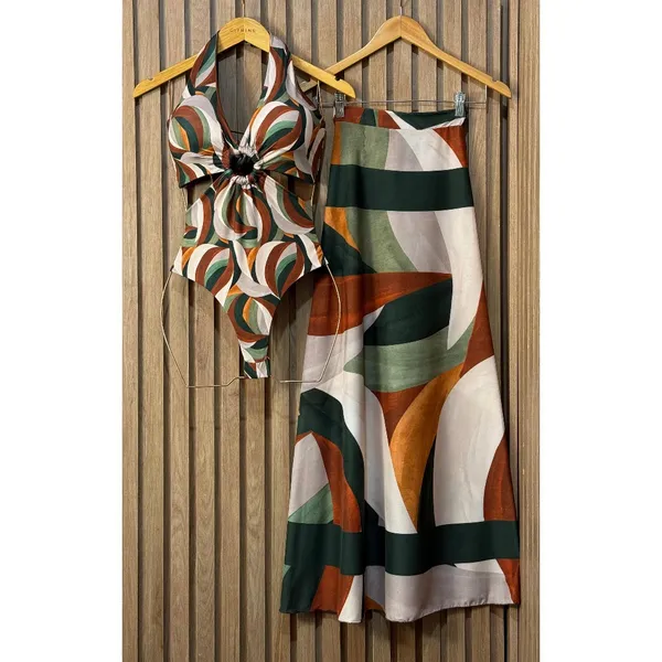Conjunto Body/maiô + Pareô Saida De Praia