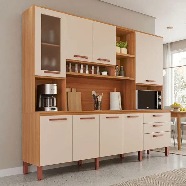 Armário de Cozinha Celeste 100% MDF  8 Portas e 3 Gavetas