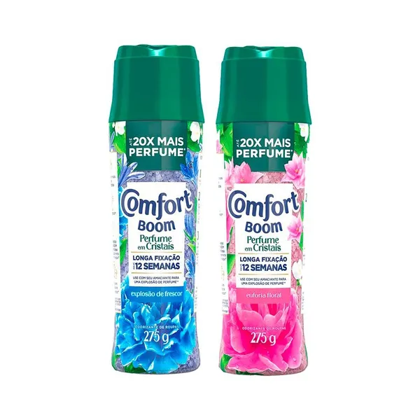 KIT 2 ODORIZANTE DE ROUPAS COMFORT BOOM EUFORIA FLORAL + EXPLOSãO DE FRESCOR 275G CADA