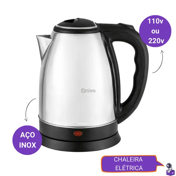 Chaleira Elétrica Inox 1.8 Litros Desligamento Automático ​Aquecimento Rápido