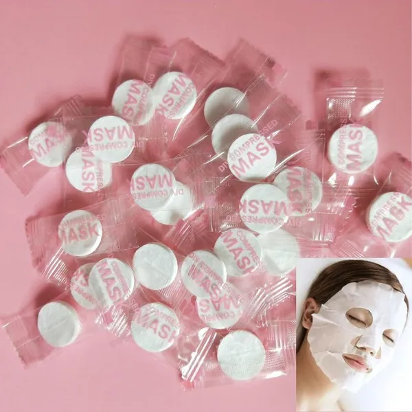 Máscara Facial Desidratada Comprimida + Toalhas de Algodão DIY