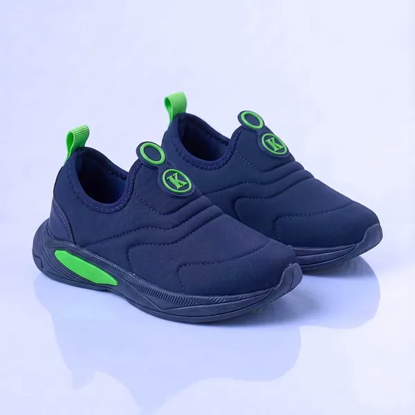 Kidstep Tenis Escolar Infantil Calce  Fácil K Masculino Bordado Marinho com  Verde