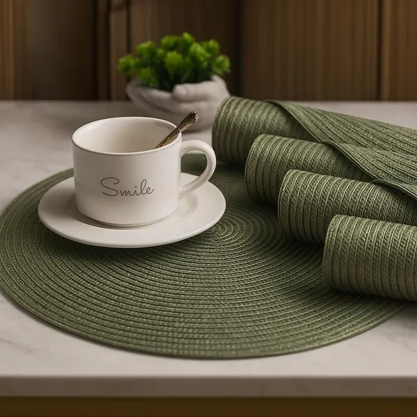 KIT 4 OU 6 JOGO AMERICANO TAPETE DE MESA POSTA REDONDO DESIGN ELEGANTE IMPERMEÁVEL 38CM