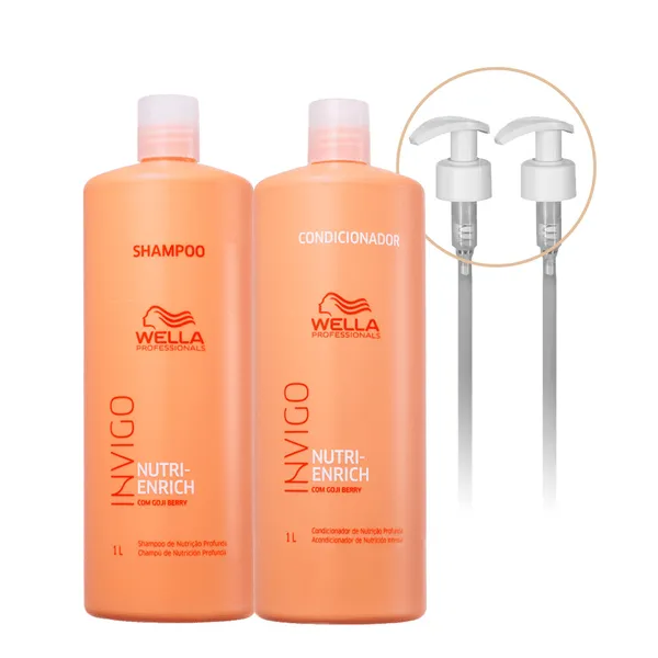 KIT WELLA PROFESSIONALS INVIGO NUTRI-ENRICH SHAMPOO CONDICIONADOR E VÁLVULA (4 PRODUTOS)