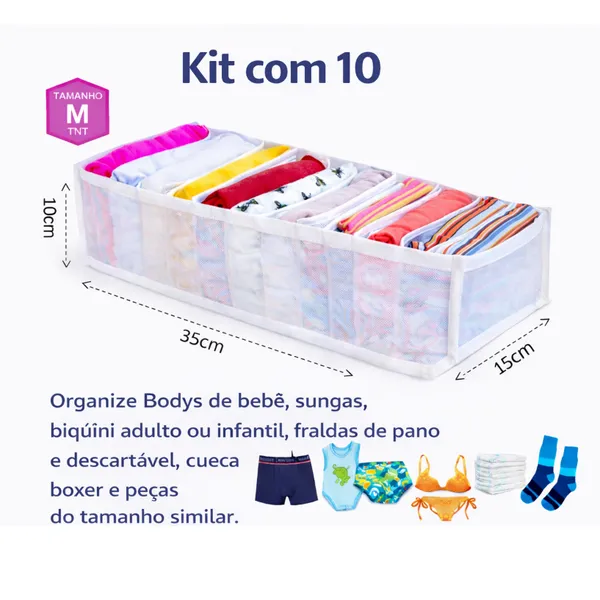 Kit 10 Colmeia organizadora/Organizador de guarda roupa P, M e G - Organizalux