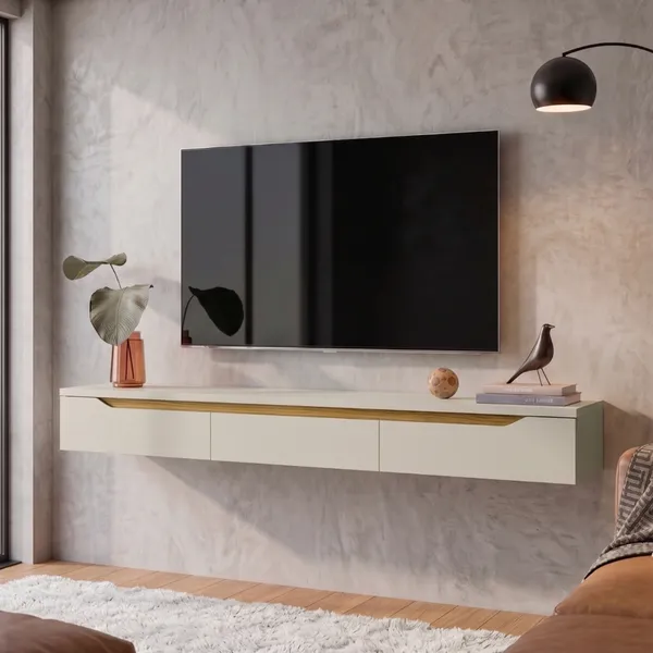 Rack Suspenso  P/TV até 70 Polegadas 180cm Uno ​Sala de Estar Moderna
