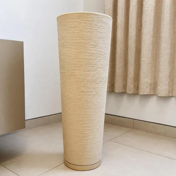 Vaso para Plantas Coluna Ibiza Escovada 71cm Com Prato Coletor
