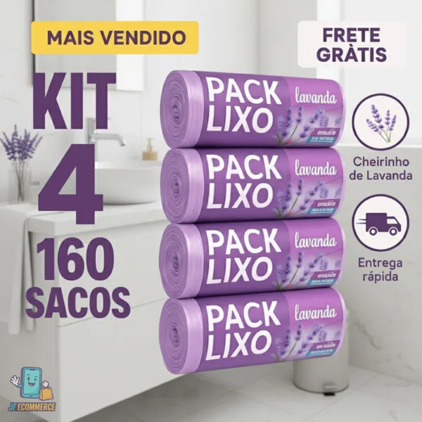 Kit 4 Sacos de Lixo Perfumados Lavanda | 160 Sacos