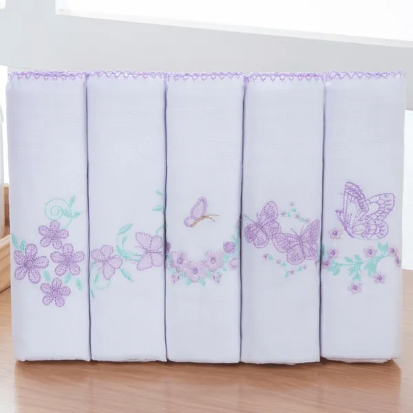 Kit de Fralda de Pano Bordada para Bebê com 5 e 10 Unidades 100% Algodão
