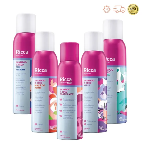 Shampoo a Seco Ricca 150mL - Escolha Seu Preferido