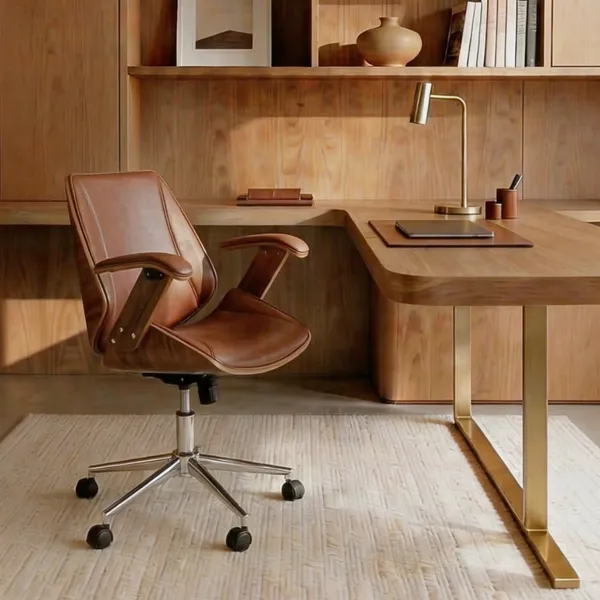Cadeira de Escritório Ergonômica Giratória Couro Paris Diretor Office Marrom