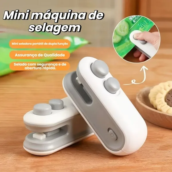 Mini Máquina Seladora Recarregável para Embalagens Plásticas