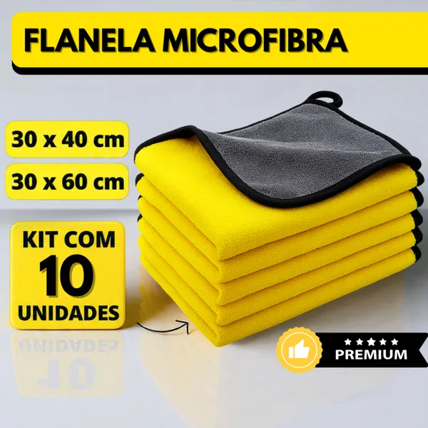 Kit 10 Panos Flanela Microfibra Automotiva