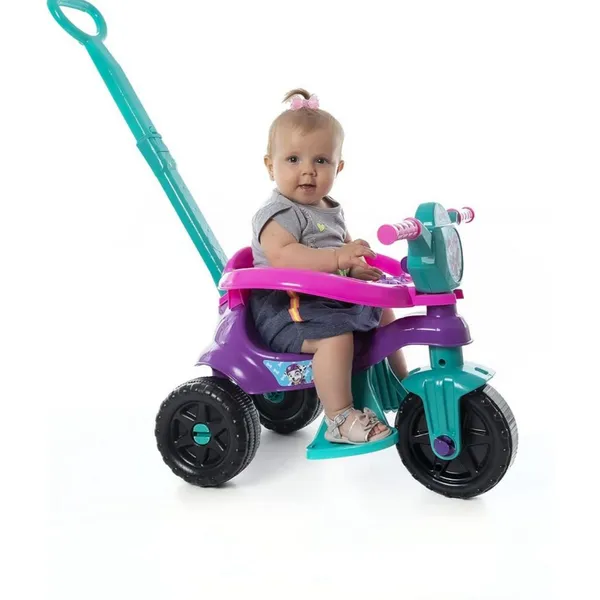 Triciclo Kemotoca Kendy Menino e Menina Patrulha Canina C/Empurrador Velotrol Proteção Lateral Carrinho de Passeio