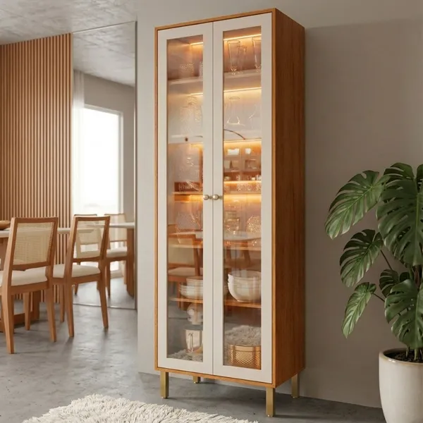 Cristaleira Reflecta com LED e 2 Portas