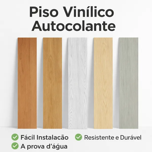 Piso Vinílico Autocolante Régua Madeira Manta Adesiva Resistente Lavável 5m²