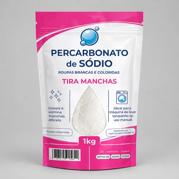 Percarbonato de Sódio Limpeza Em Geral Tira Manchas Roupas Brancas 2kg