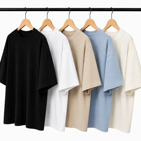 KIT 5 CAMISETA OVERSIZED BÁSICA STREETWEAR MASCULINA