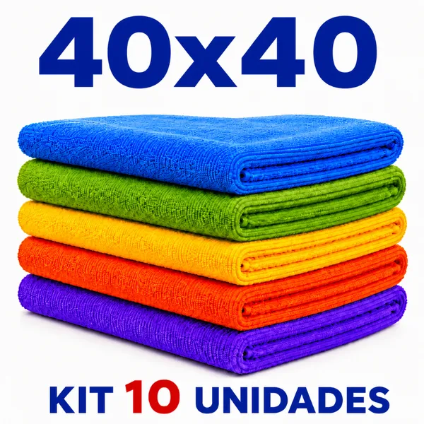Kit 10 Panos Microfibra Flanela 40x40 Alta Absorção Multiuso Não Risca Limpa Vidro