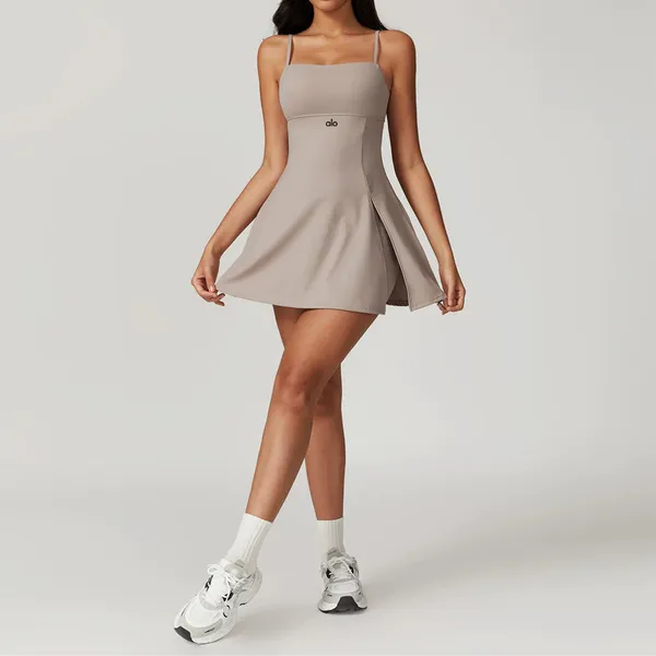Vestido Esportivo de Alcinha com Almofada no Peito, Saia de Tênis Respirável