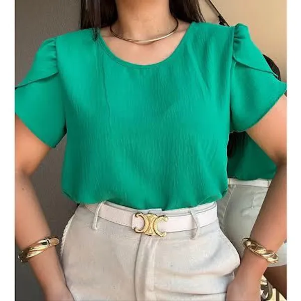 BLUSA MEGAN MANGA PRINCESA TECIDO DUNA TULIPA