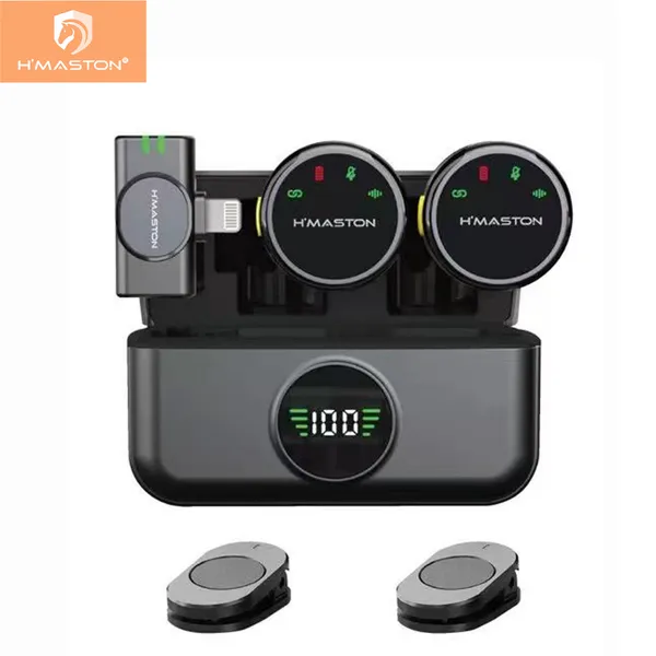 H'maston MK18/19 Microfone de Lapela Profissional Sem Fio Magnético com Redução de Ruído