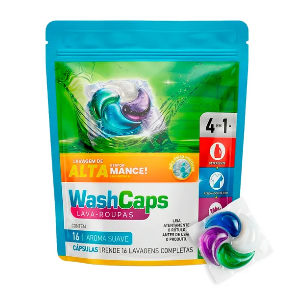Sabão Cápsula Washcaps 353g Perfume Delicado Suave Lava roupa em cápsula