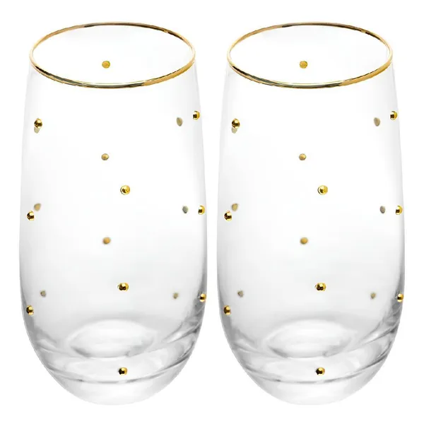 WOLFF - Conjunto 2 Copos Balls Fio de Ouro 300ml Vidro
