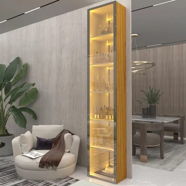 Cristaleira Torre Luminare Reflecta LED 100% MDF Naturale - Gelius