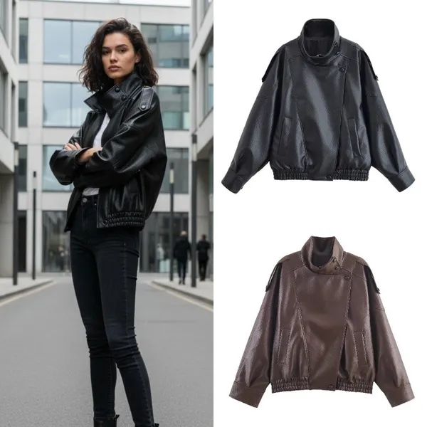 Outono Inverno Jaqueta De Couro Feminino Retro Rua