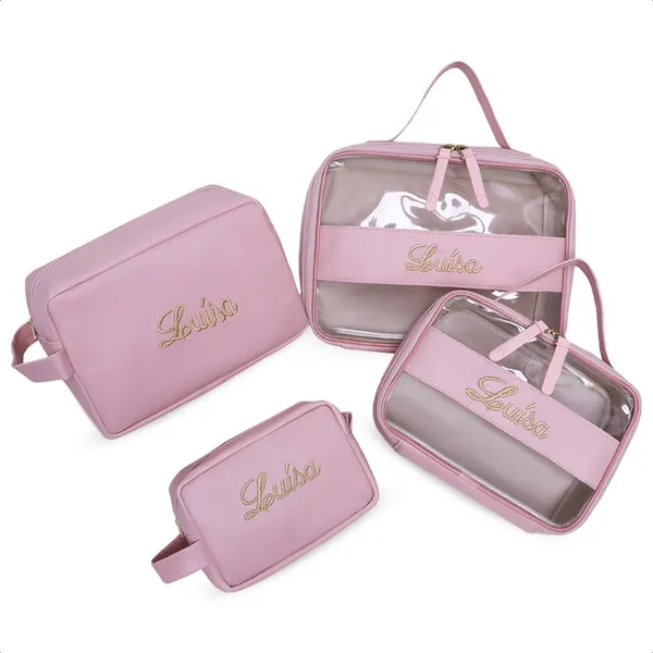 Kit 4 Necessaires Personalizadas com Nome – Organizadores de Viagem Unissex