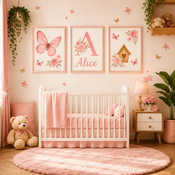 Quadro decorativo 3 peças Borboleta Nova