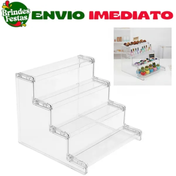 Kit Prateleira Expositora Acrílica Transparente para Doces e perfumes | Base Decorativa para Festa e Mesa de Doces