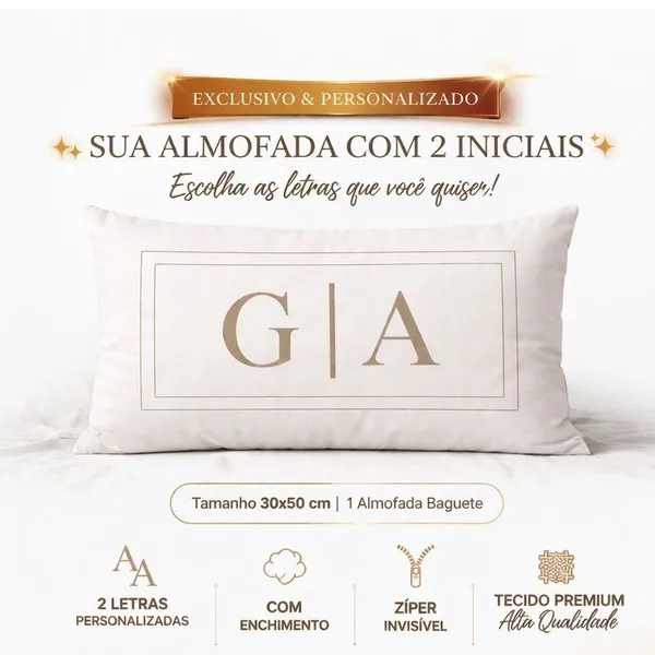Baguete Almofada Suede Decorativas Personalizada Com Ziper