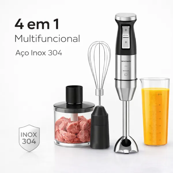 Mixer Elétrico com Processador 4 em 1 300W | Multifunção para Cozinha